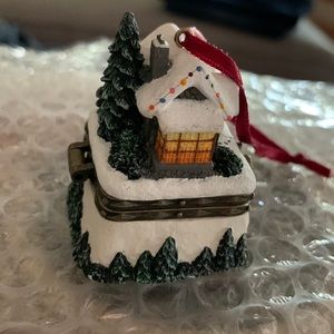 Christmas ornament, 🌲🏡 mini hinged box, THOMAS KINKADE, #1, winter, snow, 🌲🏡